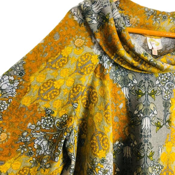 Fig & Flower Cowl Neck Patterned Tunic Top Sz 3X Multicolored Floral Wide Sleeve - Picture 4 of 10